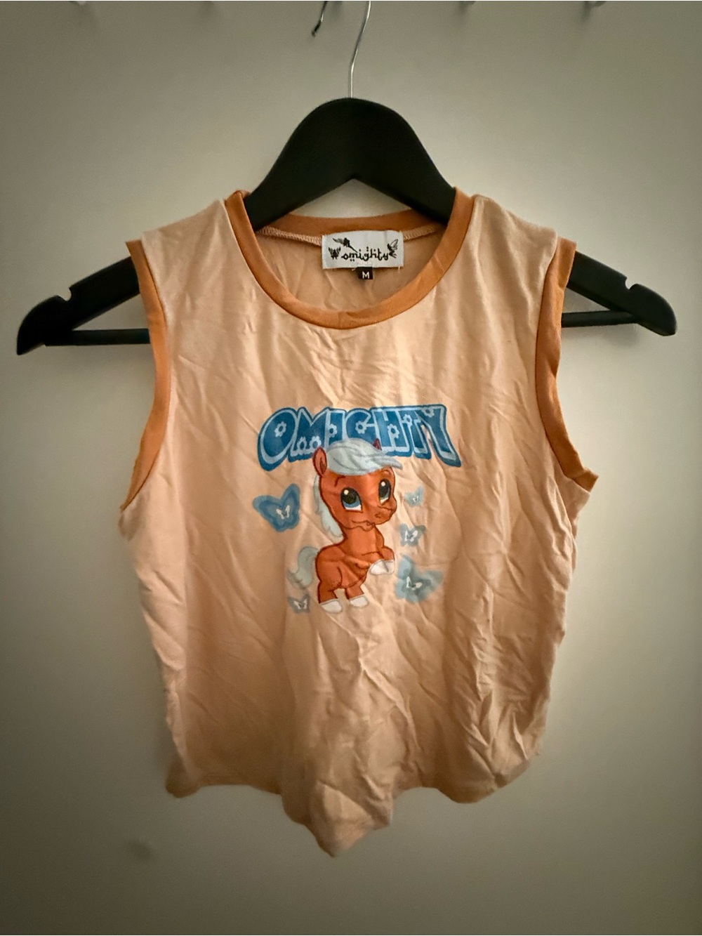 omighty Peach Tank with Blue Pony Motif